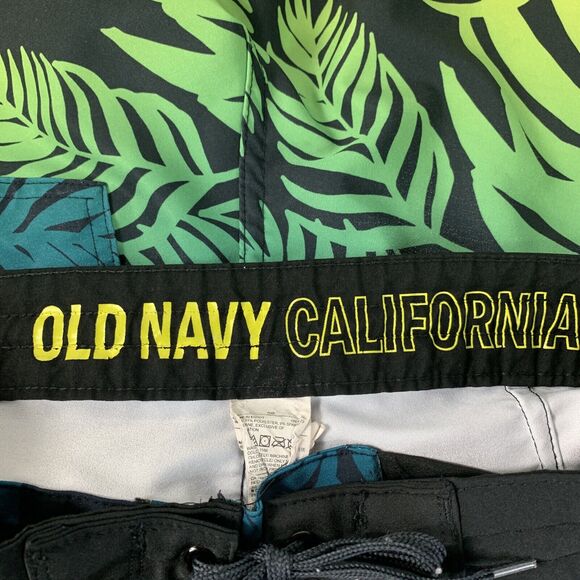 Old Navy Mens Swim Trunks Shorts Size 30 Drawstring Palm Surfing Elastic Waist - Picture 5 of 10